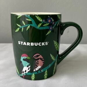 Starbucks 2020 Love Birds Green Jungle Coffee Cup Tropical Ceramic Collector Mug